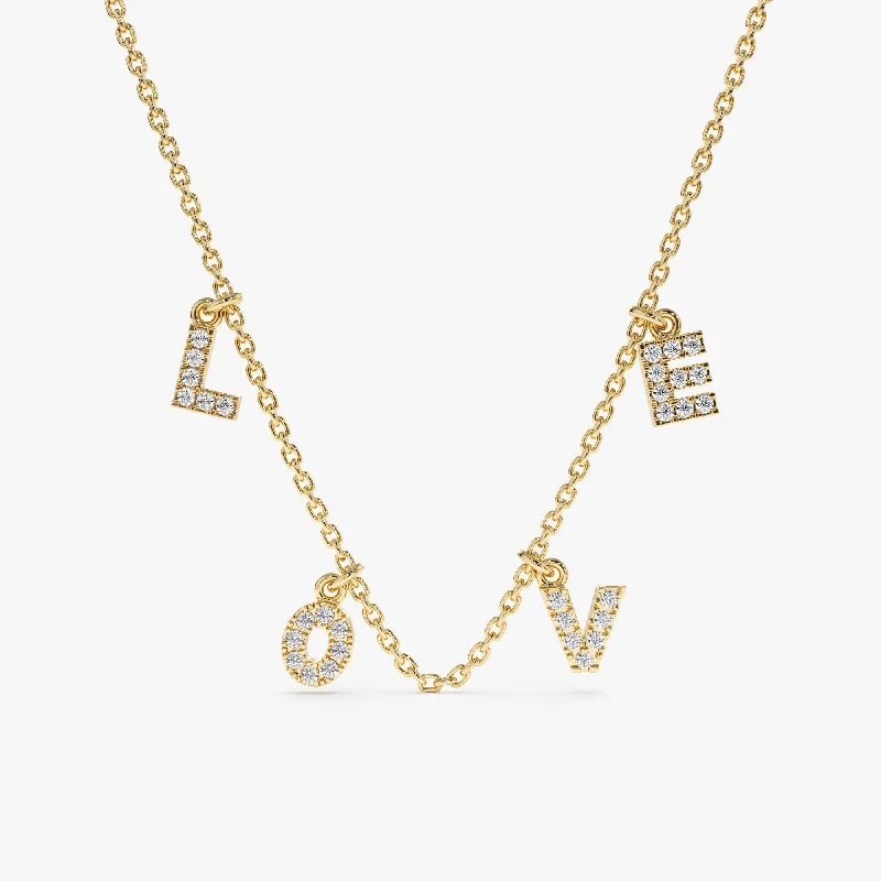 LOVE Diamond Charm Necklace, Amor