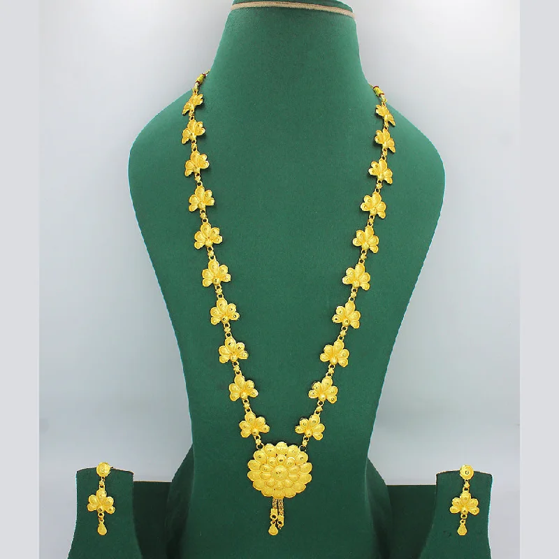 Mahavir Forming Look Gold Plated Long Necklace Set