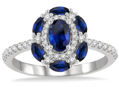 Oval Halo Sapphire and Diamond Ring