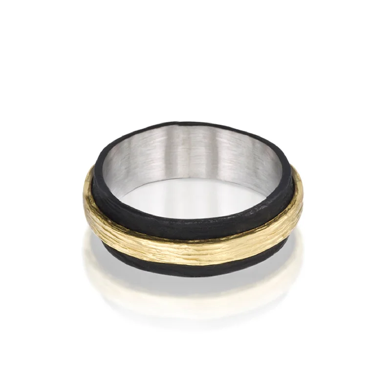 Pebble Raised Center Two-Tone Band