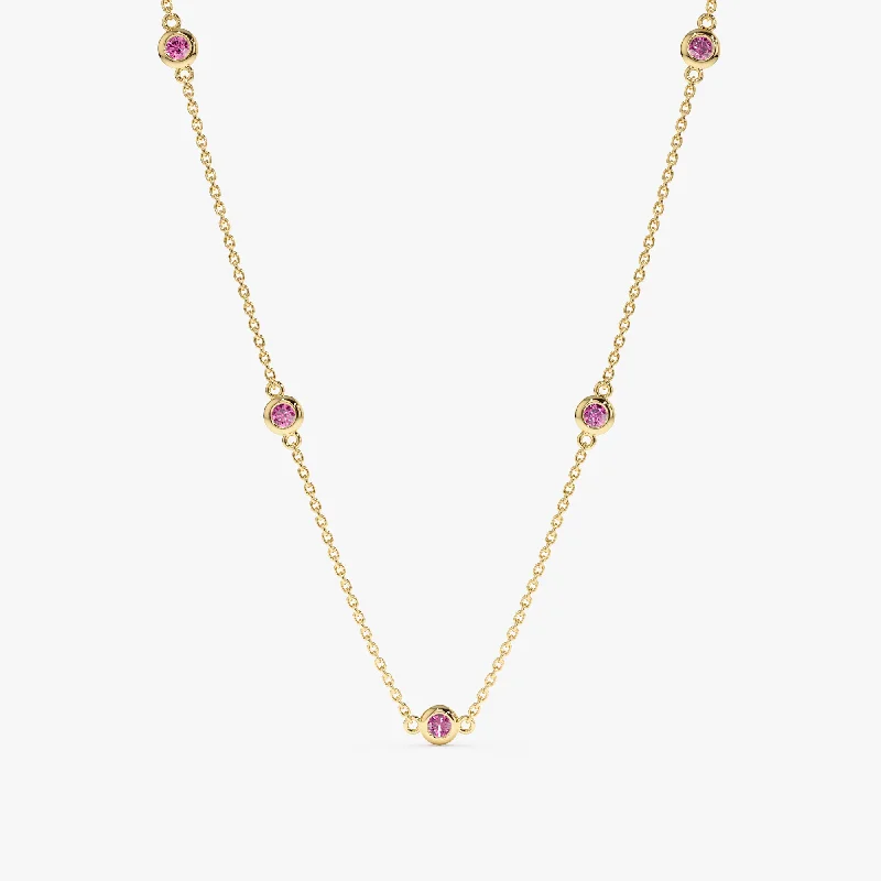 Pink Sapphire Station Necklace, Gwen