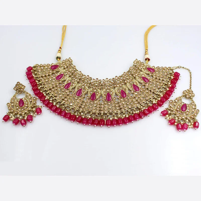 Rani Sati Jewels Gold Plated Crystal Stone Necklace Set