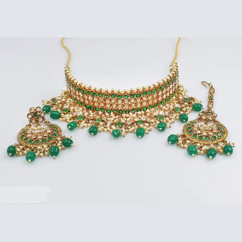 Rani Sati Jewels Gold Plated Crystal Stone Necklace Set