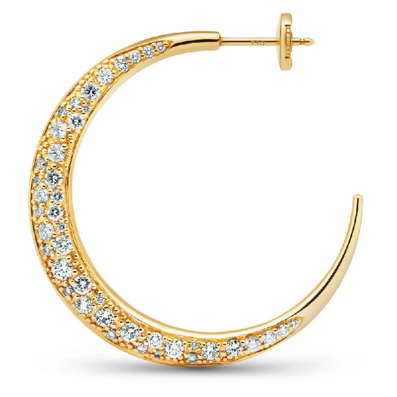 Waterproof Stainless Steel Jewelry For Lasting Beauty Large Single Pave 18K Gold Hoop w. Diamonds