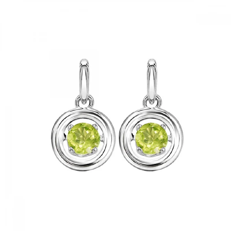 Silver Peridot Rhythm Of Love Earrings-August