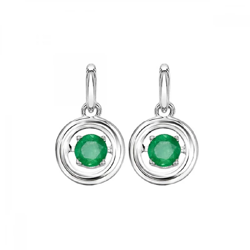 Silver Emerald Rhythm Of Love Earrings-May