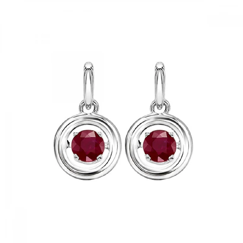 Silver Ruby Rhythm Of Love Earrings- July