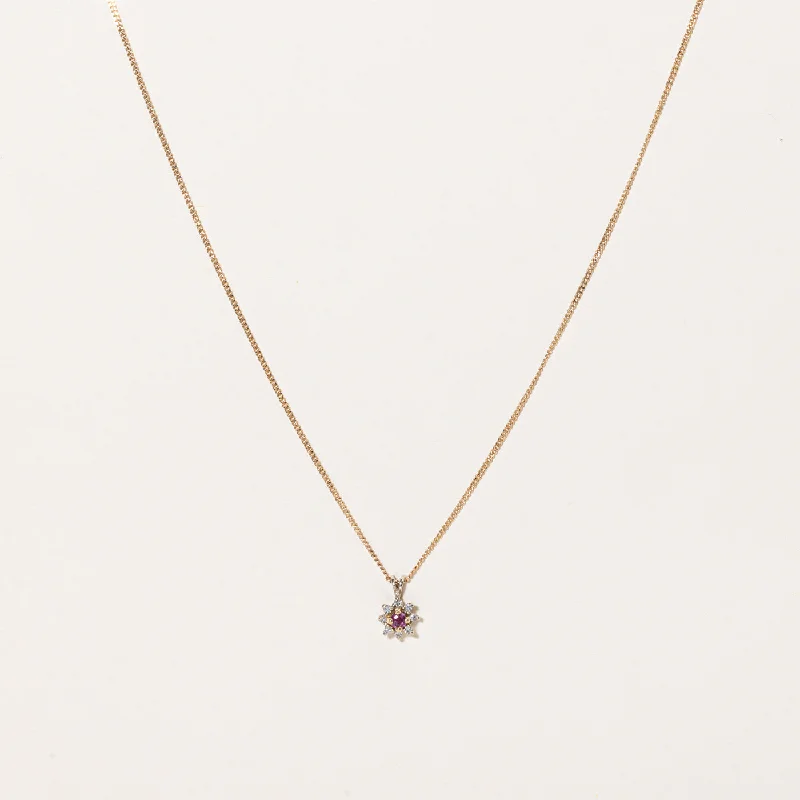 Ruby & Diamond Pendant & Necklace | 0.10ct, 0.08ctw | 18" |