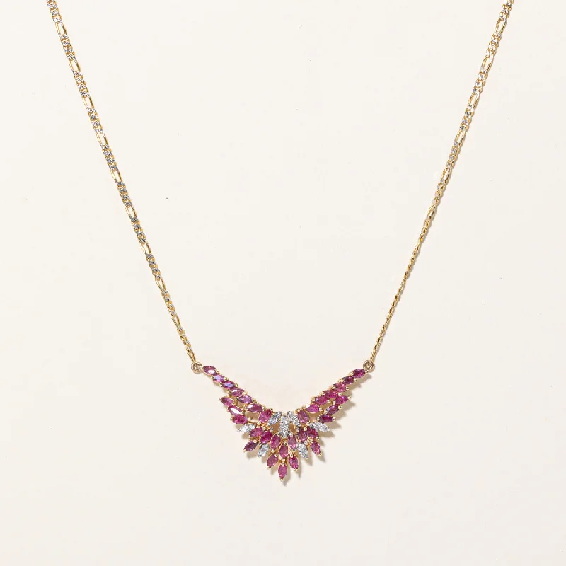 Ruby & Diamond Pendant Necklace | 1.60ctw, 0.30ctw | 19" |