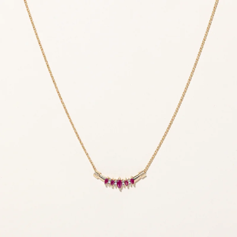 Ruby & Diamond Scoop Pendant Necklace | 0.50ctw, 0.08ctw | 16" |