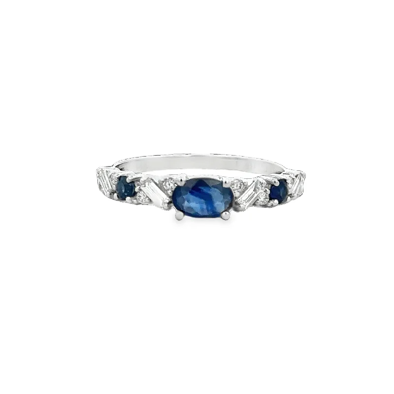 Sapphire and Diamond Band in White Gold