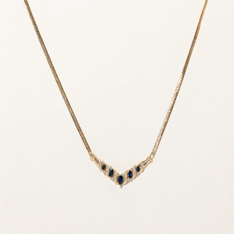 Sapphire & Diamond Scoop Pendant Necklace | 0.56ctw, 0.05ctw | 17" |