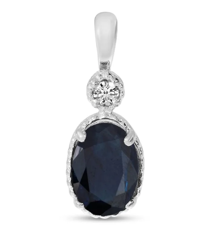 Sapphire Millgrain Birthstone Pendant