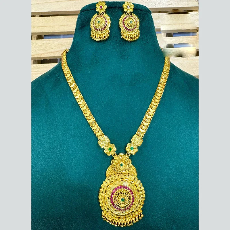 Siara Collections Forming Gold Pota Stone Long Necklace Set