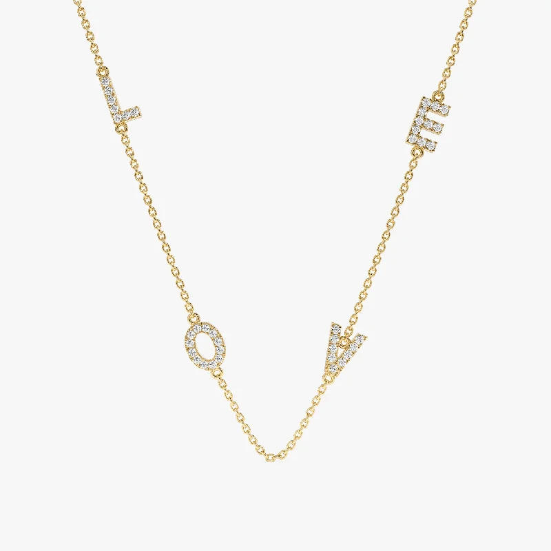 Sideways Love Diamond Necklace, Amora