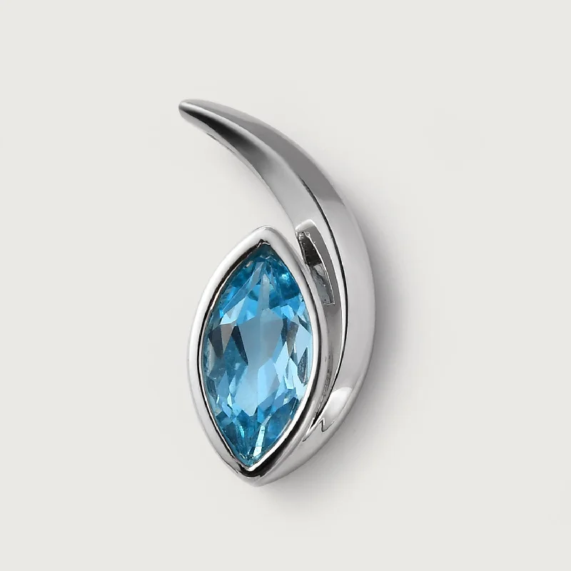 Surf Moon Pendant with Swiss Blue Topaz