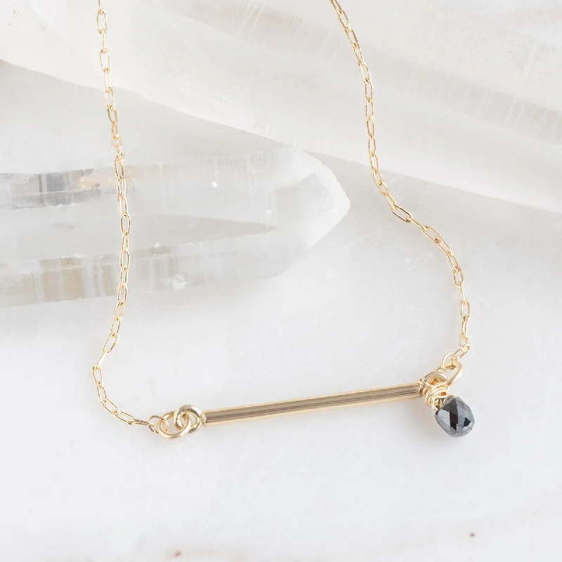 The Black Diamond Briolette Bar Bracelet | Gold Filled