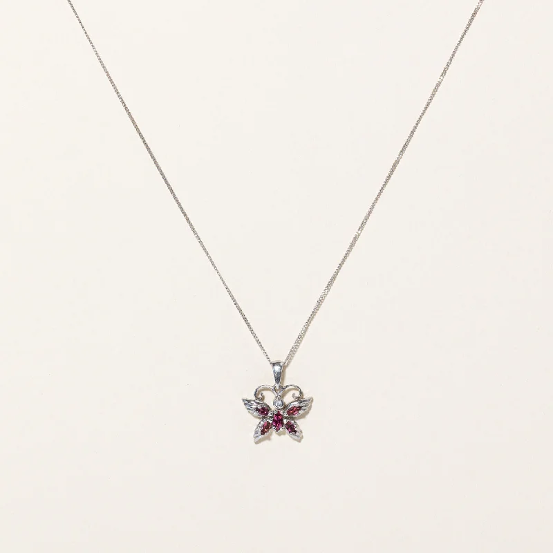 Tourmaline & Diamond Butterfly Pendant & Necklace | 0.30ctw, 0.015ct | 18" |