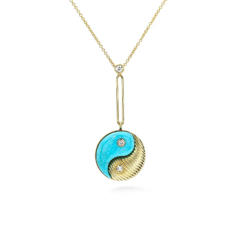 Ying Yang Turqouise Drop Necklace